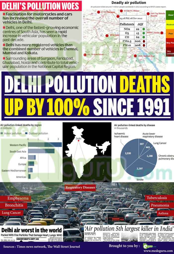 Air pollution Delhi infographics